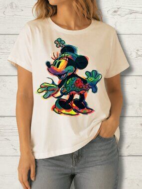 Disney Store Minnie Mouse Graphic T-Shirt – Women’s XL – Off-White – 100% Cotton
